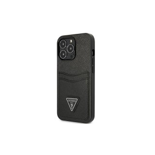Guess nakładka do iPhone 13 Pro 6,1" GUHCP13LPSATPK hard case czarna Saffiano Double Card Triangle