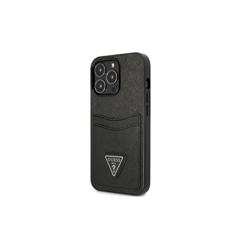Guess nakładka do iPhone 13 Pro 6,1" GUHCP13LPSATPK hard case czarna Saffiano Double Card Triangle Guess nakładka do iPhone 13 Pro 6,1" GUHCP13LPSATPK hard case czarna Saffiano Double Card Triangle