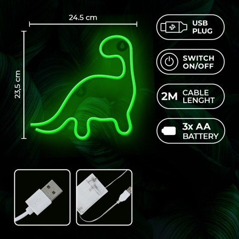Neon LED DINOZAUR zielony NNE01 Neolia Neon LED DINOZAUR zielony NNE01 Neolia
