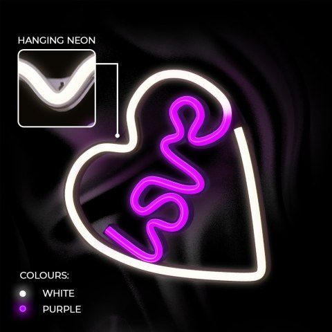 Neon LED LOVE W SERCU fiolet biały NNE02 Neolia Neon LED LOVE W SERCU fiolet biały NNE02 Neolia
