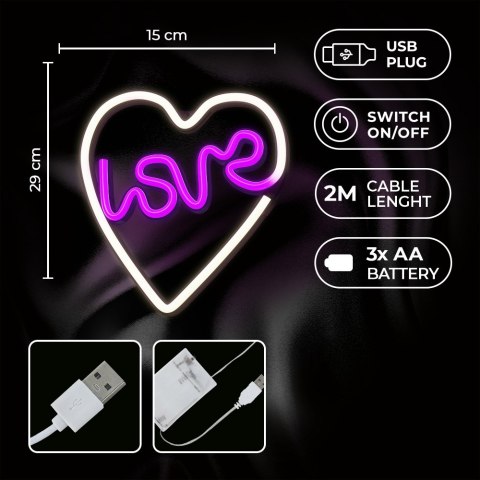 Neon LED LOVE W SERCU fiolet biały NNE02 Neolia Neon LED LOVE W SERCU fiolet biały NNE02 Neolia