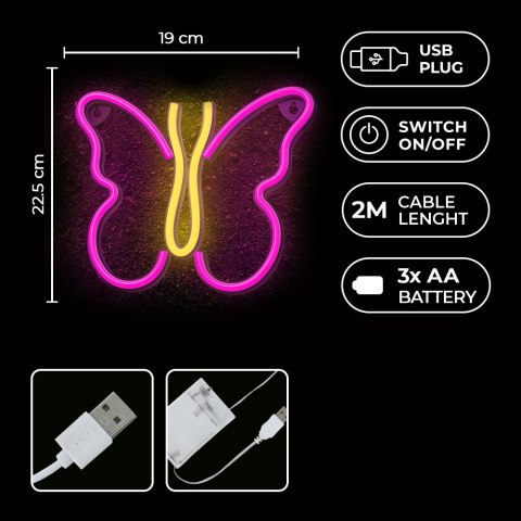 Neon LED MOTYL róż NNE03 Neolia Neon LED MOTYL róż NNE03 Neolia
