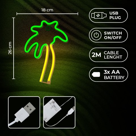 Neon LED PALMA pomarańcz zielona NNE04 Neolia Neon LED PALMA pomarańcz zielona NNE04 Neolia