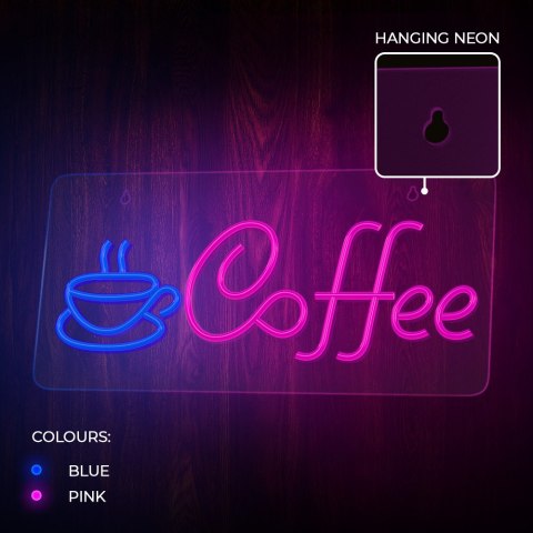 Neon PLEXI LED COFFEE niebieski róż NNE11 Neolia Neon PLEXI LED COFFEE niebieski róż NNE11 Neolia