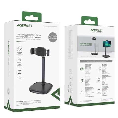 Acefast podstawka stojak uchwyt teleskopowy do telefonu czarny (E12) Acefast podstawka stojak uchwyt teleskopowy do telefonu czarny (E12)