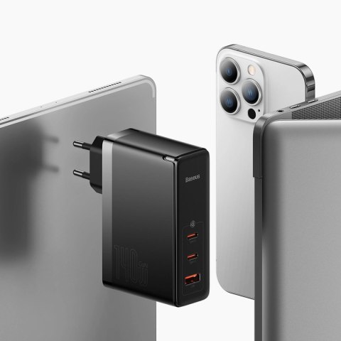 Baseus GaN5 Pro szybka ładowarka 2xUSB-C+USB 140W EU czarna (CCGP100201) Baseus GaN5 Pro szybka ładowarka 2xUSB-C+USB 140W EU czarna (CCGP100201)