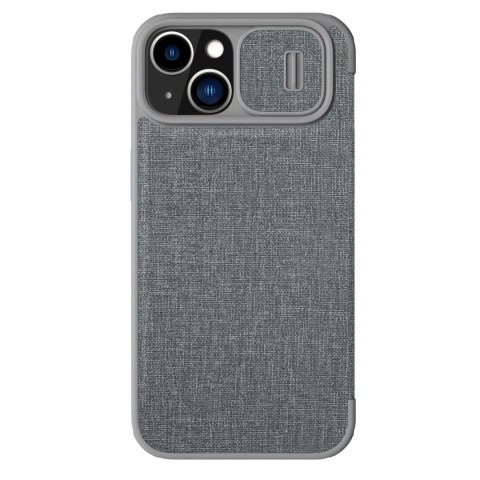 Nillkin Qin Cloth Pro Case etui do iPhone 14 osłona na aparat kabura pokrowiec obudowa z klapką szary Nillkin Qin Cloth Pro Case etui do iPhone 14 osłona na aparat kabura pokrowiec obudowa z klapką szary