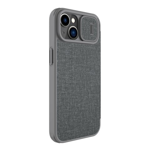 Nillkin Qin Cloth Pro Case etui do iPhone 14 osłona na aparat kabura pokrowiec obudowa z klapką szary Nillkin Qin Cloth Pro Case etui do iPhone 14 osłona na aparat kabura pokrowiec obudowa z klapką szary