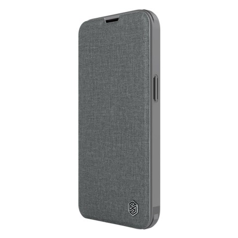 Nillkin Qin Cloth Pro Case etui do iPhone 14 osłona na aparat kabura pokrowiec obudowa z klapką szary Nillkin Qin Cloth Pro Case etui do iPhone 14 osłona na aparat kabura pokrowiec obudowa z klapką szary