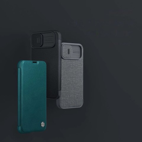 Nillkin Qin Cloth Pro Case etui do iPhone 14 osłona na aparat kabura pokrowiec obudowa z klapką szary Nillkin Qin Cloth Pro Case etui do iPhone 14 osłona na aparat kabura pokrowiec obudowa z klapką szary