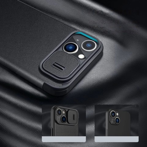 Nillkin Qin Cloth Pro Case etui do iPhone 14 osłona na aparat kabura pokrowiec obudowa z klapką szary Nillkin Qin Cloth Pro Case etui do iPhone 14 osłona na aparat kabura pokrowiec obudowa z klapką szary