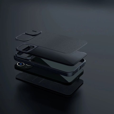 Nillkin Qin Cloth Pro Case etui do iPhone 14 osłona na aparat kabura pokrowiec obudowa z klapką szary Nillkin Qin Cloth Pro Case etui do iPhone 14 osłona na aparat kabura pokrowiec obudowa z klapką szary