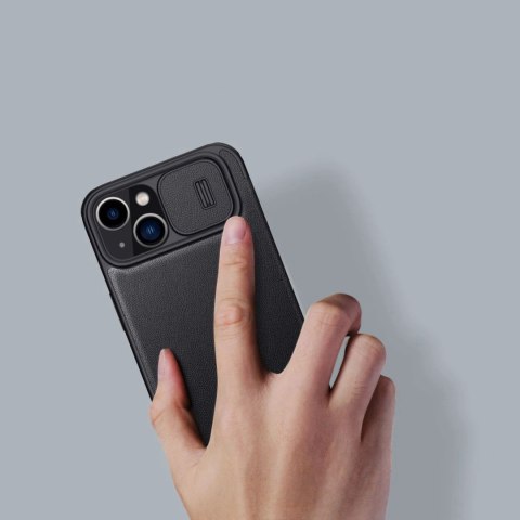 Nillkin Qin Cloth Pro Case etui do iPhone 14 osłona na aparat kabura pokrowiec obudowa z klapką szary Nillkin Qin Cloth Pro Case etui do iPhone 14 osłona na aparat kabura pokrowiec obudowa z klapką szary