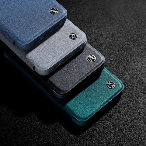 Nillkin Qin Cloth Pro Case etui do iPhone 14 osłona na aparat kabura pokrowiec obudowa z klapką szary Nillkin Qin Cloth Pro Case etui do iPhone 14 osłona na aparat kabura pokrowiec obudowa z klapką szary