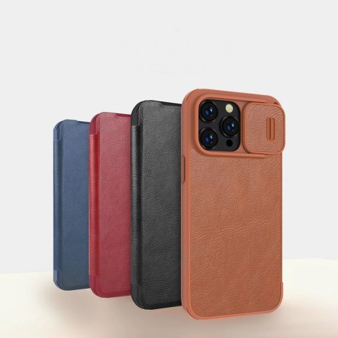 Nillkin Qin Leather Pro Case etui iPhone 14 Pro osłona na aparat kabura pokrowiec obudowa z klapką czarny