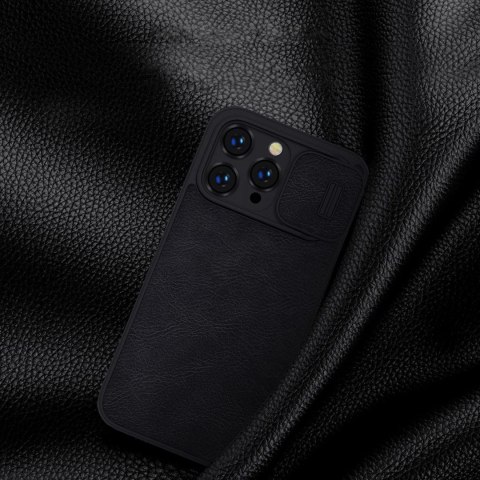 Nillkin Qin Leather Pro Case etui iPhone 14 Pro osłona na aparat kabura pokrowiec obudowa z klapką czarny