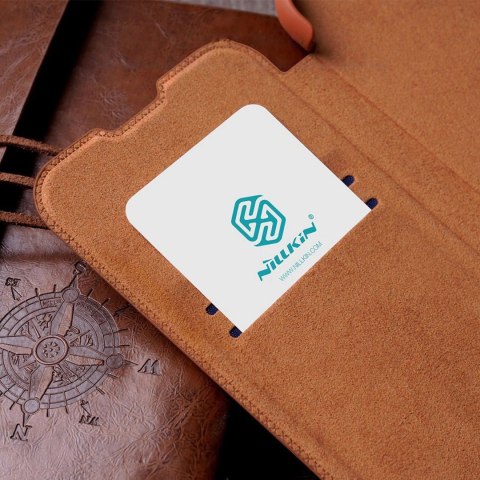 Nillkin Qin Leather Pro Case etui iPhone 14 Pro osłona na aparat kabura pokrowiec obudowa z klapką czarny