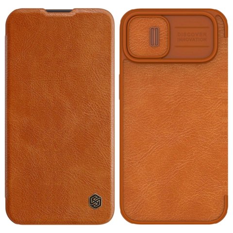 Nillkin Qin Leather Pro Case etui iPhone 14 osłona na aparat kabura pokrowiec obudowa z klapką brązowy Nillkin Qin Leather Pro Case etui iPhone 14 osłona na aparat kabura pokrowiec obudowa z klapką brązowy