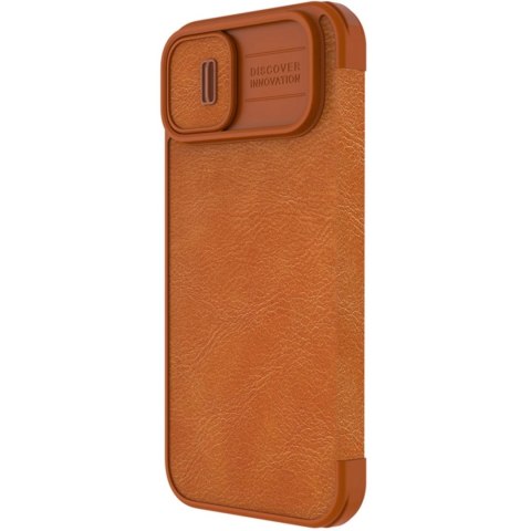 Nillkin Qin Leather Pro Case etui iPhone 14 osłona na aparat kabura pokrowiec obudowa z klapką brązowy Nillkin Qin Leather Pro Case etui iPhone 14 osłona na aparat kabura pokrowiec obudowa z klapką brązowy