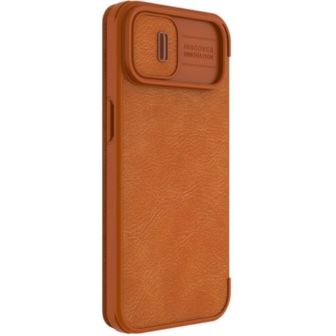 Nillkin Qin Leather Pro Case etui iPhone 14 osłona na aparat kabura pokrowiec obudowa z klapką brązowy Nillkin Qin Leather Pro Case etui iPhone 14 osłona na aparat kabura pokrowiec obudowa z klapką brązowy