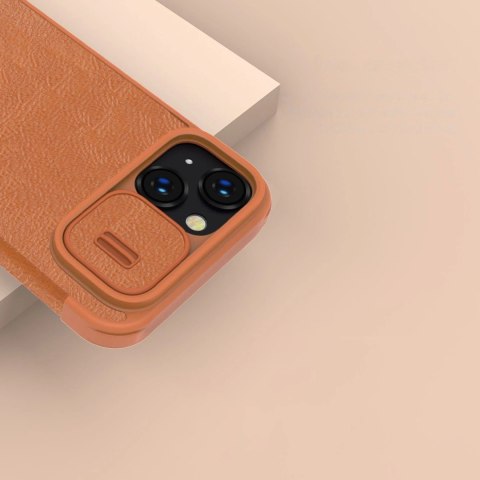 Nillkin Qin Leather Pro Case etui iPhone 14 osłona na aparat kabura pokrowiec obudowa z klapką brązowy Nillkin Qin Leather Pro Case etui iPhone 14 osłona na aparat kabura pokrowiec obudowa z klapką brązowy