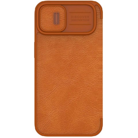 Nillkin Qin Leather Pro Case etui iPhone 14 osłona na aparat kabura pokrowiec obudowa z klapką brązowy Nillkin Qin Leather Pro Case etui iPhone 14 osłona na aparat kabura pokrowiec obudowa z klapką brązowy
