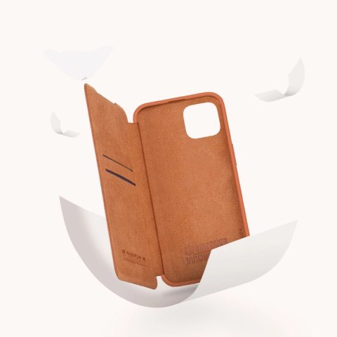 Nillkin Qin Leather Pro Case etui iPhone 14 osłona na aparat kabura pokrowiec obudowa z klapką brązowy Nillkin Qin Leather Pro Case etui iPhone 14 osłona na aparat kabura pokrowiec obudowa z klapką brązowy