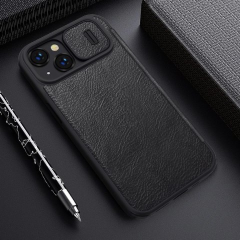 Nillkin Qin Leather Pro Case etui iPhone 14 osłona na aparat kabura pokrowiec obudowa z klapką brązowy Nillkin Qin Leather Pro Case etui iPhone 14 osłona na aparat kabura pokrowiec obudowa z klapką brązowy