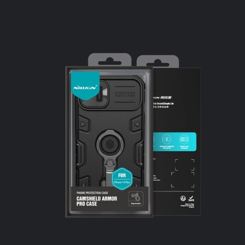 Nillkin CamShield Armor Pro Case etui iPhone 14 Plus pancerny pokrowiec z osłoną na aparat ring podstawka czarne Nillkin CamShield Armor Pro Case etui iPhone 14 Plus pancerny pokrowiec z osłoną na aparat ring podstawka czarne