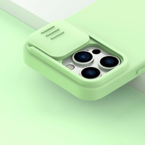 Nillkin CamShield Silky Silicone Case etui iPhone 14 Pro pokrowiec z osłoną na aparat zielony Nillkin CamShield Silky Silicone Case etui iPhone 14 Pro pokrowiec z osłoną na aparat zielony