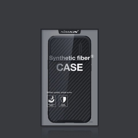 Nillkin Synthetic Fiber S Case etui iPhone 14 Pro z osłoną na aparat czarny Nillkin Synthetic Fiber S Case etui iPhone 14 Pro z osłoną na aparat czarny