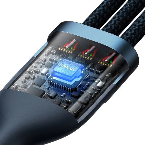 Baseus Flash Series Ⅱ kabel 3w1 do szybkiego ładowania USB-A do USB-C / Micro-USB / Lightning 66W 480Mb/s 1.2m niebieski Baseus Flash Series Ⅱ kabel 3w1 do szybkiego ładowania USB-A do USB-C / Micro-USB / Lightning 66W 480Mb/s 1.2m niebieski