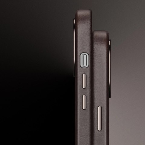 Dux Ducis Naples etui do iPhone 14 Pro skórzany pokrowiec (kompatybilny z MagSafe) ciemnobrązowy