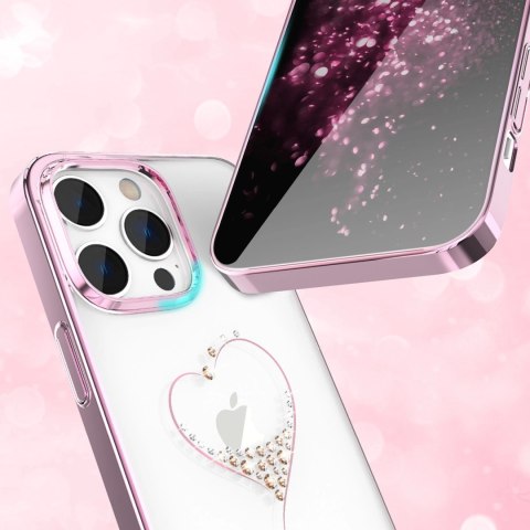 Etui silikonowe z kryształami Swarovski Kingxbar Wish Series do iPhone 14 Pro Max - różowe Etui silikonowe z kryształami Swarovski Kingxbar Wish Series do iPhone 14 Pro Max - różowe
