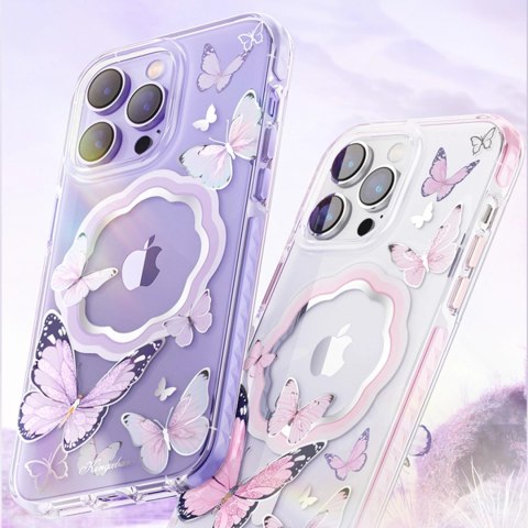 Kingxbar Butterfly Series magnetyczne etui iPhone 14 Pro Max MagSafe etui z motylami niebieskie Kingxbar Butterfly Series magnetyczne etui iPhone 14 Pro Max MagSafe etui z motylami niebieskie