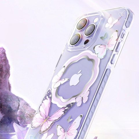 Kingxbar Butterfly Series magnetyczne etui iPhone 14 Pro Max MagSafe etui z motylami niebieskie Kingxbar Butterfly Series magnetyczne etui iPhone 14 Pro Max MagSafe etui z motylami niebieskie