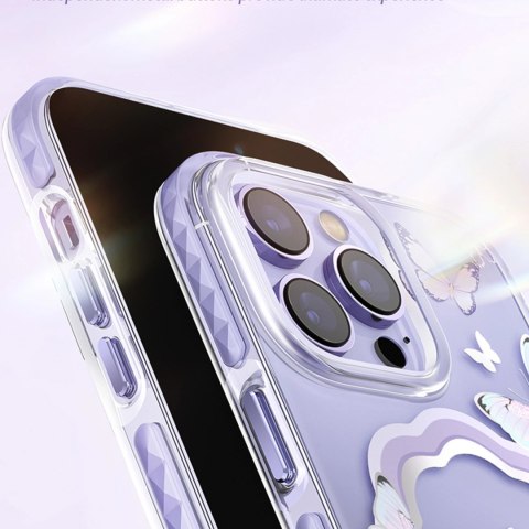 Kingxbar Butterfly Series magnetyczne etui iPhone 14 Pro Max MagSafe etui z motylami niebieskie Kingxbar Butterfly Series magnetyczne etui iPhone 14 Pro Max MagSafe etui z motylami niebieskie