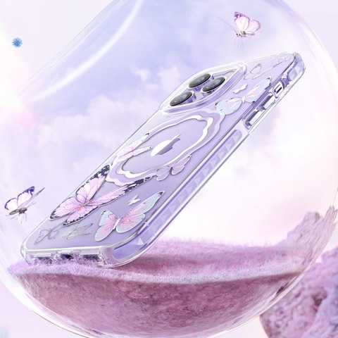 Kingxbar Butterfly Series magnetyczne etui iPhone 14 Pro MagSafe etui z motylami niebieskie Kingxbar Butterfly Series magnetyczne etui iPhone 14 Pro MagSafe etui z motylami niebieskie