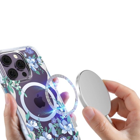 Kingxbar Flora Series magnetyczne etui iPhone 14 Plus MagSafe ozdobione nadrukiem w kwiaty orchid Kingxbar Flora Series magnetyczne etui iPhone 14 Plus MagSafe ozdobione nadrukiem w kwiaty orchid
