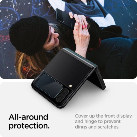 Szkło hartowane Spigen Glas.tR EZ Fit FC z folią na zawiasy na Samsung Galaxy Z Flip 4 - czarne 2 szt. Szkło hartowane Spigen Glas.tR EZ Fit FC z folią na zawiasy na Samsung Galaxy Z Flip 4 - czarne 2 szt.
