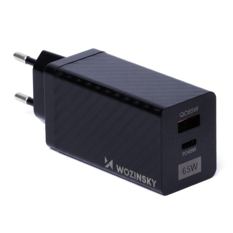 Wozinsky ładowarka GaN 65W z portami USB, USB C wspiera QC 3.0 PD czarna (WWCG01) Wozinsky ładowarka GaN 65W z portami USB, USB C wspiera QC 3.0 PD czarna (WWCG01)