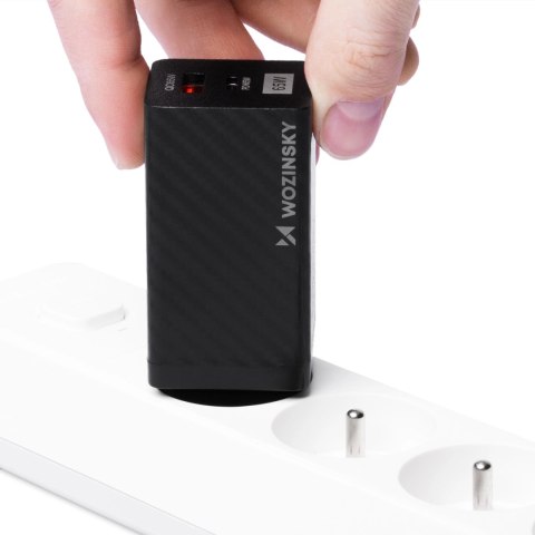 Wozinsky ładowarka GaN 65W z portami USB, USB C wspiera QC 3.0 PD czarna (WWCG01) Wozinsky ładowarka GaN 65W z portami USB, USB C wspiera QC 3.0 PD czarna (WWCG01)