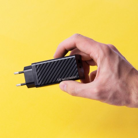 Wozinsky ładowarka GaN 65W z portami USB, USB C wspiera QC 3.0 PD czarna (WWCG01) Wozinsky ładowarka GaN 65W z portami USB, USB C wspiera QC 3.0 PD czarna (WWCG01)