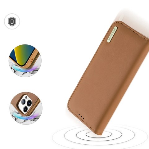 Dux Ducis Hivo skórzane etui z klapką pokrowiec ze skóry naturalnej portfel na karty i dokumenty iPhone 14 Pro brązowy Dux Ducis Hivo skórzane etui z klapką pokrowiec ze skóry naturalnej portfel na karty i dokumenty iPhone 14 Pro brązowy