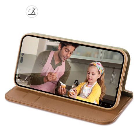Dux Ducis Hivo skórzane etui z klapką pokrowiec ze skóry naturalnej portfel na karty i dokumenty iPhone 14 Pro brązowy Dux Ducis Hivo skórzane etui z klapką pokrowiec ze skóry naturalnej portfel na karty i dokumenty iPhone 14 Pro brązowy