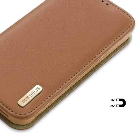 Dux Ducis Hivo skórzane etui z klapką pokrowiec ze skóry naturalnej portfel na karty i dokumenty iPhone 14 Pro brązowy Dux Ducis Hivo skórzane etui z klapką pokrowiec ze skóry naturalnej portfel na karty i dokumenty iPhone 14 Pro brązowy