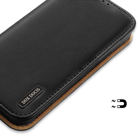 Dux Ducis Hivo skórzane etui z klapką pokrowiec ze skóry naturalnej portfel na karty i dokumenty iPhone 14 Pro czarny Dux Ducis Hivo skórzane etui z klapką pokrowiec ze skóry naturalnej portfel na karty i dokumenty iPhone 14 Pro czarny