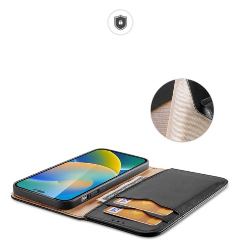 Dux Ducis Hivo skórzane etui z klapką pokrowiec ze skóry naturalnej portfel na karty i dokumenty iPhone 14 Pro czarny Dux Ducis Hivo skórzane etui z klapką pokrowiec ze skóry naturalnej portfel na karty i dokumenty iPhone 14 Pro czarny
