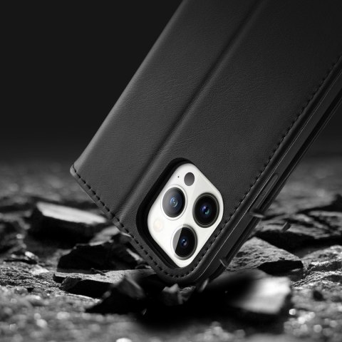 Dux Ducis Hivo skórzane etui z klapką pokrowiec ze skóry naturalnej portfel na karty i dokumenty iPhone 14 Pro czarny Dux Ducis Hivo skórzane etui z klapką pokrowiec ze skóry naturalnej portfel na karty i dokumenty iPhone 14 Pro czarny