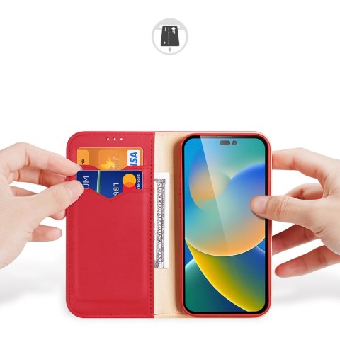 Dux Ducis Hivo skórzane etui z klapką pokrowiec ze skóry naturalnej portfel na karty i dokumenty iPhone 14 Pro czerwony Dux Ducis Hivo skórzane etui z klapką pokrowiec ze skóry naturalnej portfel na karty i dokumenty iPhone 14 Pro czerwony